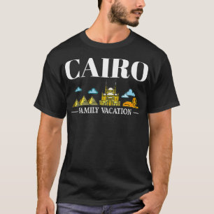 カイロエジプトシティトリップスカイラインマップトラベル Tシャツ