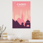カイロエジプトピンクヴィンテージトラベル ポスター (キッチン)