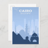 カイロエジプトブルーヴィンテージ旅行ポスター ポストカード (正面/裏面)