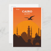 カイロエジプトヴィンテージシティスカイライントラベル ポストカード (正面/裏面)