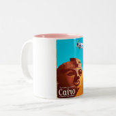 カイロエジプトヴィンテージスタイル旅行ポスター ツートーンマグカップ (正面左)