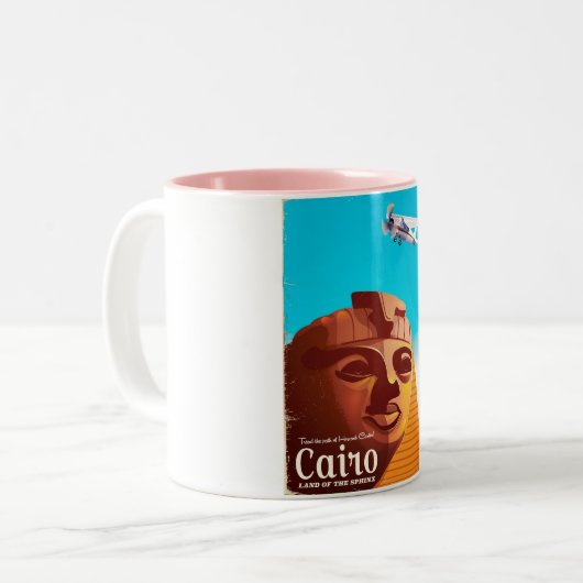カイロエジプトヴィンテージスタイル旅行ポスター ツートーンマグカップ (正面左)