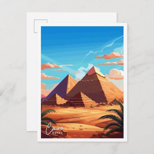 カイロエジプト旅行ヴィンテージイラストレーション ポストカード (正面/裏面)