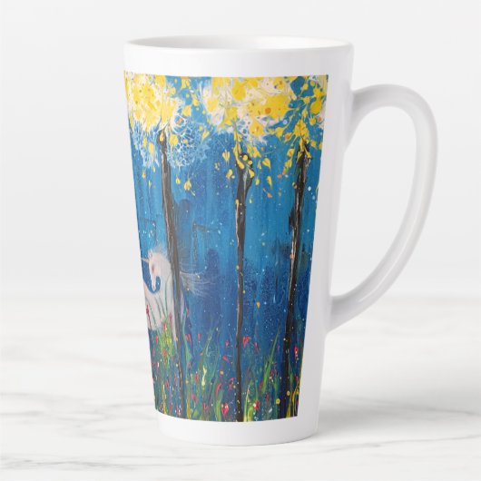 カイロスウーマンアンドユニコーンファンタジーアートラテマグカップ カフェラテマグ (右)