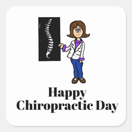 カイロプラクターのシールまたは名前タグ（メス） スクエアシール (正面)