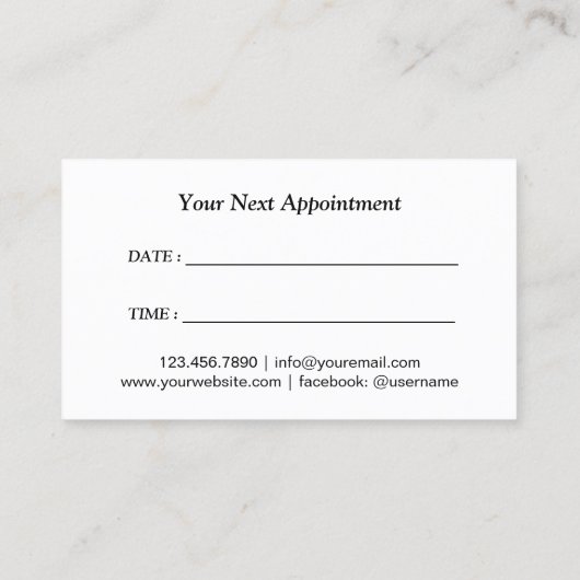 カイロプラクターのセラピストの青海原のアポイントメント 予約カード (裏面)