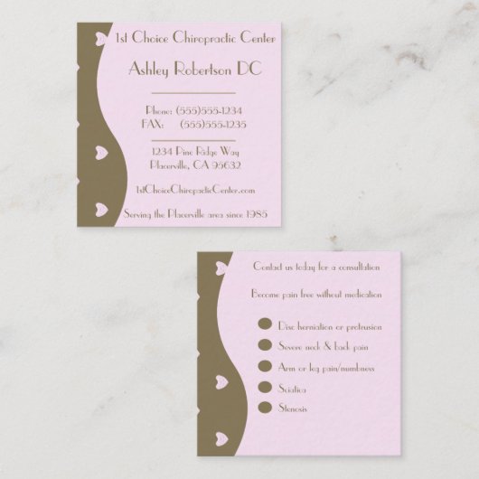 カイロプラクターの整骨療法家のスパ、セラピスト、マッサージ スクエア名刺 (正面/裏面)