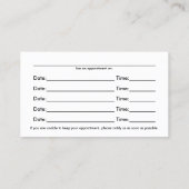 カイロプラクターアポイントメントカード 予約カード (裏面)