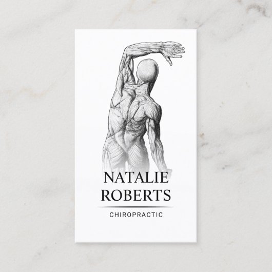 カイロプラクターエレガント解剖学プレーンカイロプラクティック 名刺 (正面)