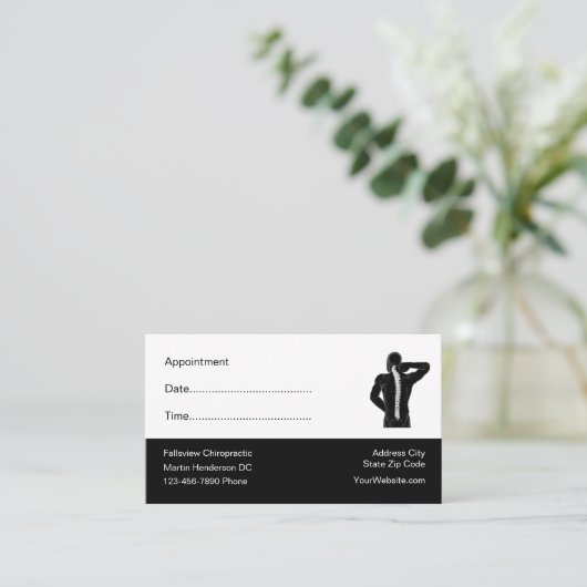 カイロプラクターオフィスのスパインアポイントメントアラーム 予約カード (スタンド正面)