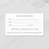 カイロプラクターカイロプラクティックアポイントメントアラーム 名刺 (裏面)