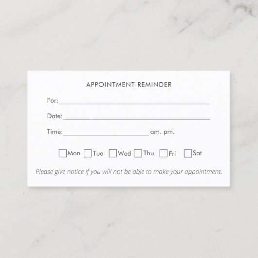 カイロプラクターカイロプラクティックアポイントメントアラーム 名刺 (裏面)