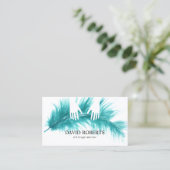 カイロプラクターカイロプラクティックマッサージハンズ&フェザー 名刺 (スタンド正面)