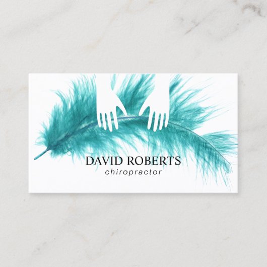 カイロプラクターカイロプラクティックマッサージハンズ&フェザー 名刺 (正面)