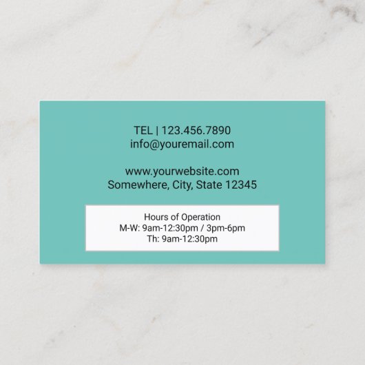 カイロプラクターカイロプラクティック脊椎ヘルスロゴティール（緑がかった色） 名刺 (裏面)