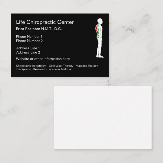 カイロプラクタースクエアスパイングラフィックデザイン 名刺 (正面/裏面)