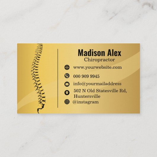 カイロプラクタースパインセラピストソーシャルメディアアイコン 名刺 (裏面)