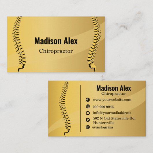 カイロプラクタースパインセラピストソーシャルメディアアイコン 名刺 (正面/裏面)