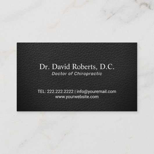 カイロプラクタースパインロゴダークレザーカイロプラクティック 名刺 (裏面)