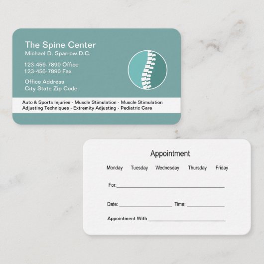 カイロプラクタースモダンパインの予定t 名刺 (正面/裏面)