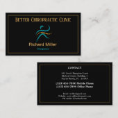 カイロプラクターブラックブルー金ゴールド名刺 名刺 (正面/裏面)