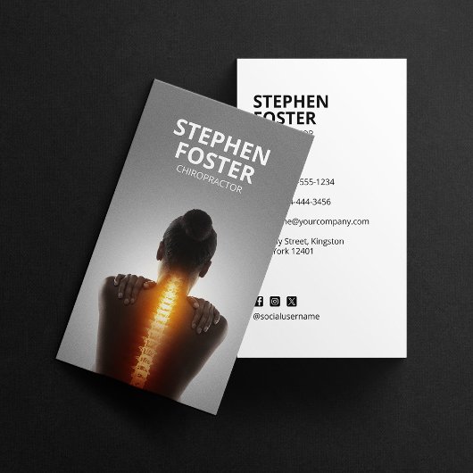 カイロプラクターマッサージセラピストスパイン調整ホワイト 名刺