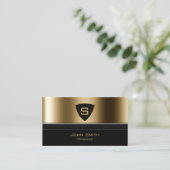 カイロプラクターマッサージセラピスト王室の金ゴールドシールド 名刺 (スタンド正面)