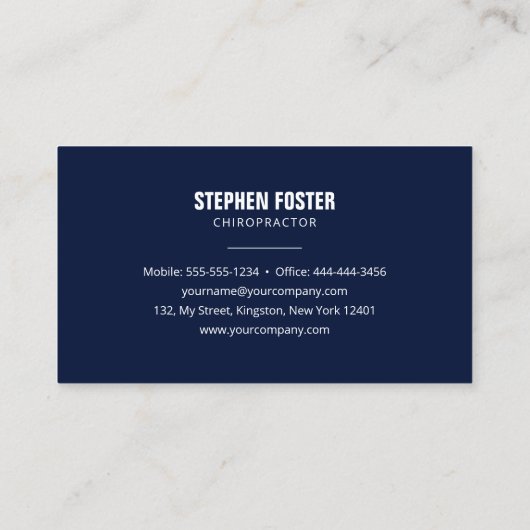 カイロプラクターマッサージセラピースパインアジャストブルー 名刺 (裏面)