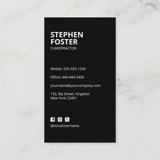 カイロプラクターマッサージセラピードクター金ゴールド背 名刺 (裏面)