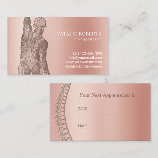 カイロプラクターマッサージセラピーバラ金ゴールドアポイントメント 予約カード (正面/裏面)