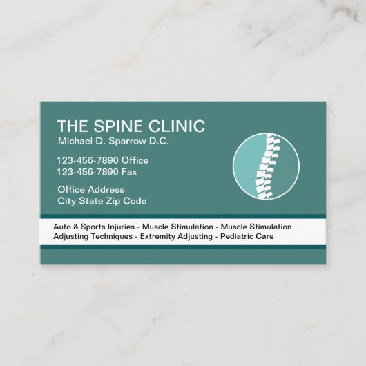 カイロプラクターモダンスパイン記号 名刺 (正面)