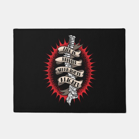 カイロプラクターライフはあなたは整列すると幸せ ドアマット (正面)