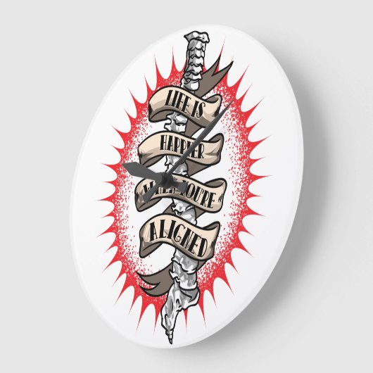 カイロプラクターライフはあなたは整列すると幸せ ラージ壁時計 (傾斜)