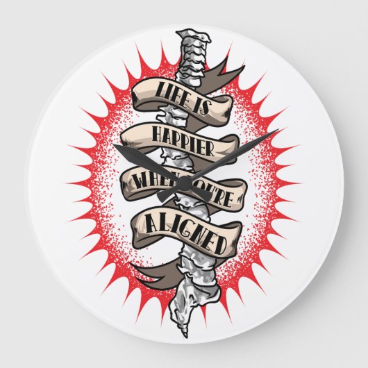 カイロプラクターライフはあなたは整列すると幸せ ラージ壁時計 (正面)