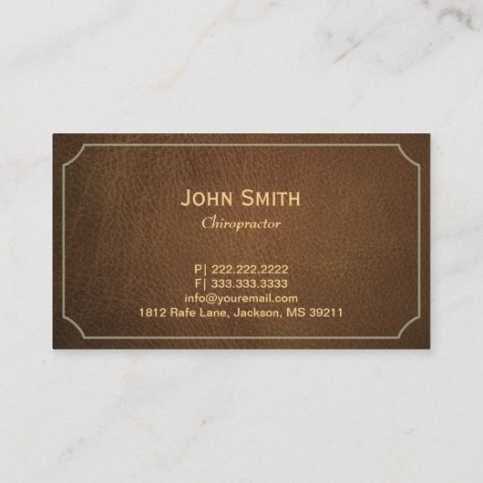 カイロプラクターヴィンテージ革 名刺 (裏面)