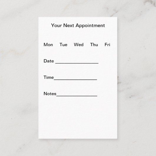 カイロプラクター医局アポイントメントカード 名刺 (裏面)