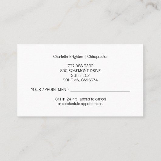 カイロプラクター名刺 名刺 (裏面)