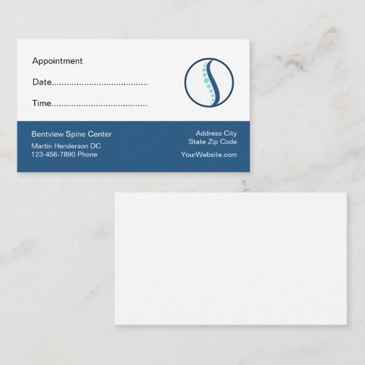カイロプラクター患者アポイントメント名刺 予約カード (正面/裏面)