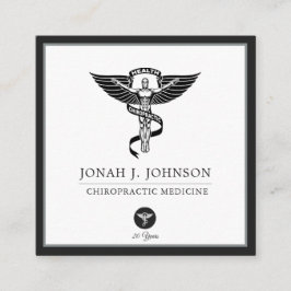 カイロプラクター|ミニマリストのブラック&グレ縁どー スクエア名刺