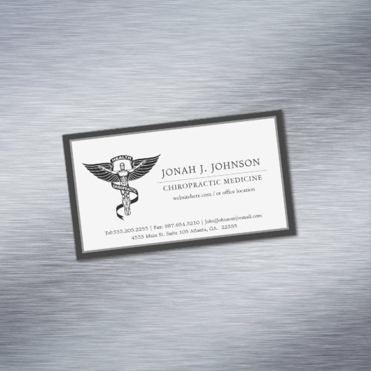 カイロプラクター |ミニマリスト黒縁ど マグネット名刺 (インサイチュ)