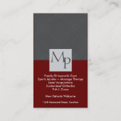 カイロプラクティックおよび医学の名刺-モノグラム 名刺 (裏面)
