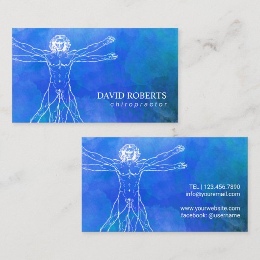 カイロプラクティックのカイロプラクターのマッサージセラピストの青 名刺 (正面/裏面)