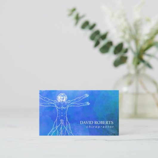 カイロプラクティックのカイロプラクターのマッサージセラピストの青 名刺 (スタンド正面)