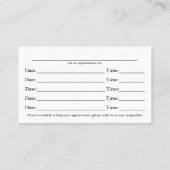 カイロプラクティックのロゴのカイロプラクターのアポイントメントカード 予約カード (裏面)