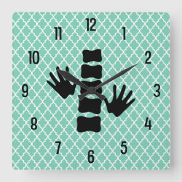 カイロプラクティックの手と背骨のロゴの壁時計 スクエア壁時計