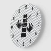 カイロプラクティックの手と背骨のロゴの壁時計 ラージ壁時計 (傾斜)