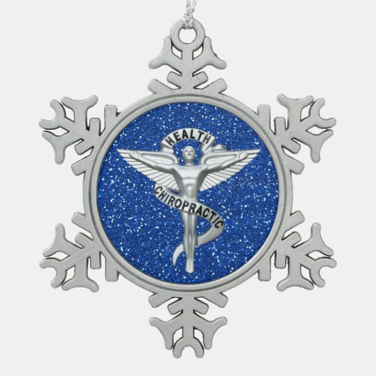 カイロプラクティックの紋章のピューターの雪片のオーナメント スノーフレークピューターオーナメント (正面)
