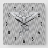 カイロプラクティックの紋章のロゴの柱時計 スクエア壁時計 (正面)