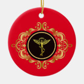 カイロプラクティックエンジェルメディカルシンボルクリスマスオーナメント セラミックオーナメント (正面)