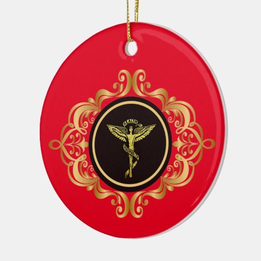 カイロプラクティックエンジェルメディカルシンボルクリスマスオーナメント セラミックオーナメント (左)